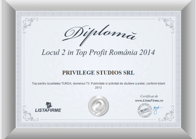 Top firme Romania 2013 2014 PRIVILEGE STUDIOS SRL CJ 1